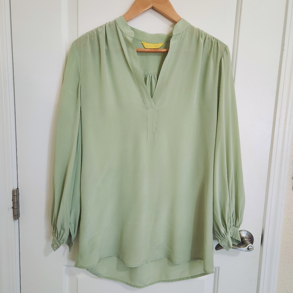 Aaron Ashe Midtown Silk Blouse Pistachio Green XS